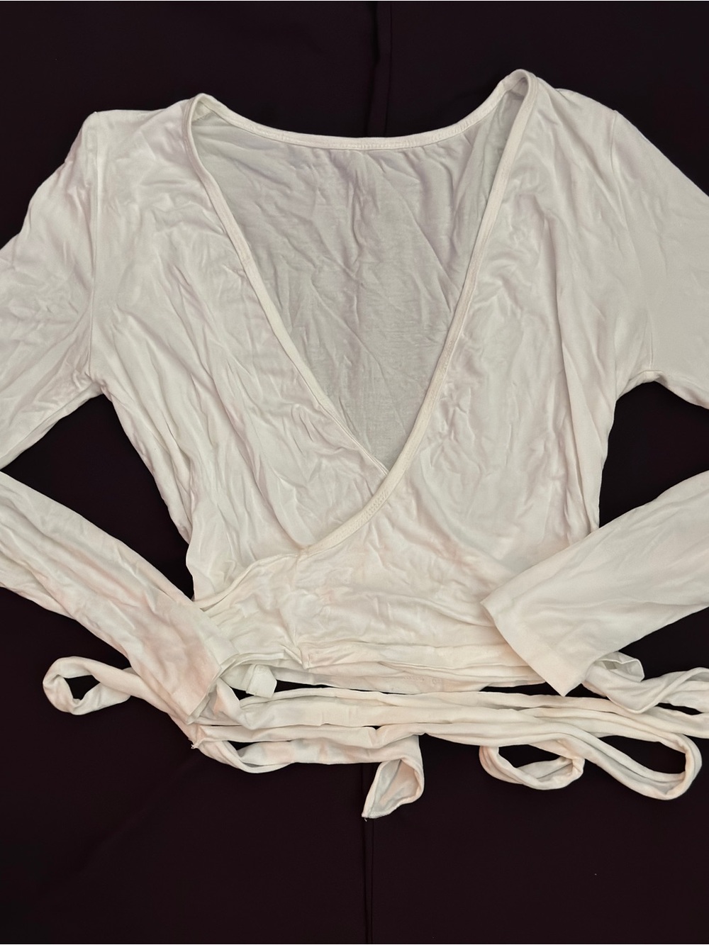 SHEIN White Wrap Tie Crop Top